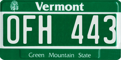 VT license plate OFH443