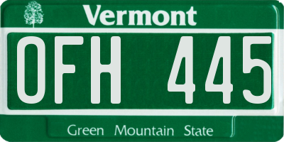 VT license plate OFH445