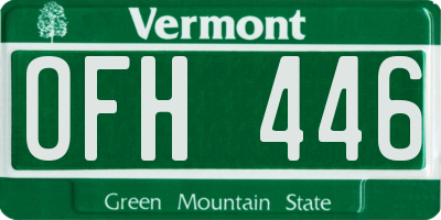 VT license plate OFH446