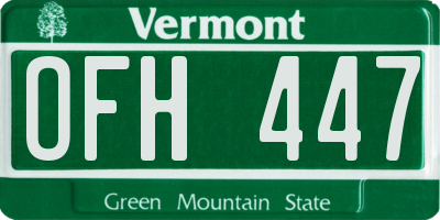 VT license plate OFH447