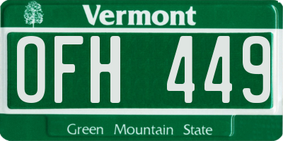 VT license plate OFH449