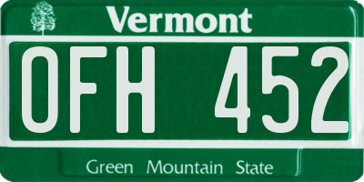 VT license plate OFH452