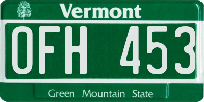 VT license plate OFH453