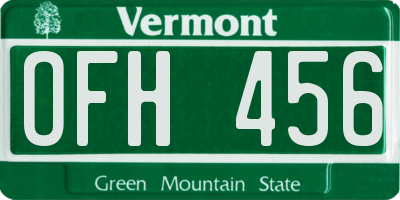 VT license plate OFH456