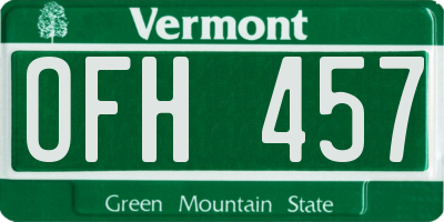 VT license plate OFH457
