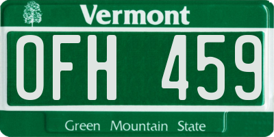 VT license plate OFH459