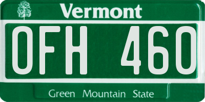 VT license plate OFH460
