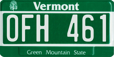 VT license plate OFH461
