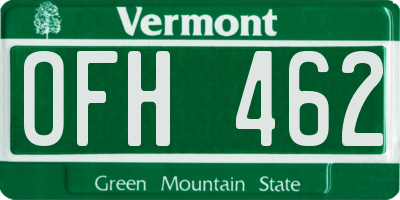 VT license plate OFH462