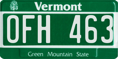 VT license plate OFH463