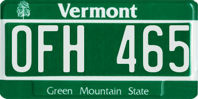 VT license plate OFH465
