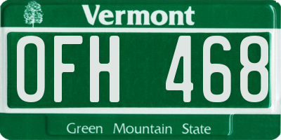 VT license plate OFH468