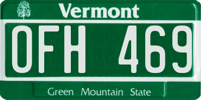 VT license plate OFH469