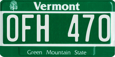 VT license plate OFH470