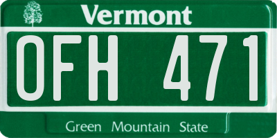 VT license plate OFH471