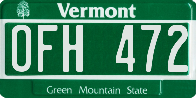 VT license plate OFH472