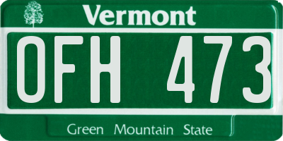 VT license plate OFH473