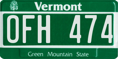 VT license plate OFH474