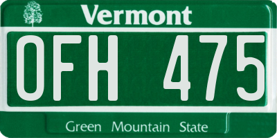 VT license plate OFH475