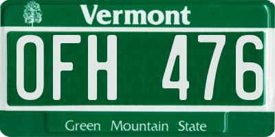 VT license plate OFH476