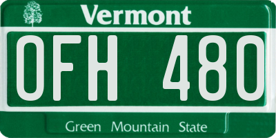 VT license plate OFH480