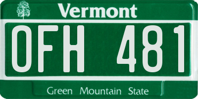VT license plate OFH481