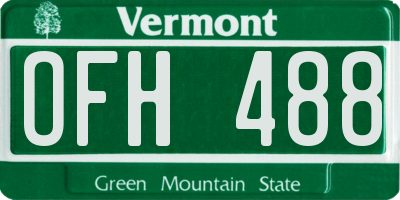 VT license plate OFH488