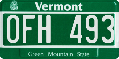 VT license plate OFH493
