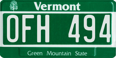VT license plate OFH494