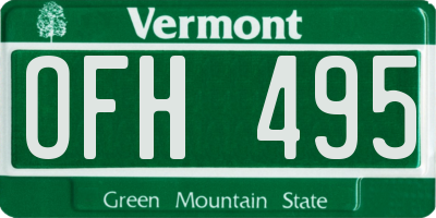 VT license plate OFH495