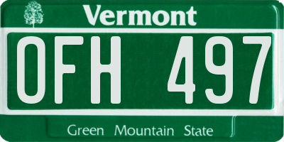 VT license plate OFH497