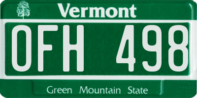 VT license plate OFH498