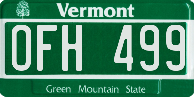 VT license plate OFH499