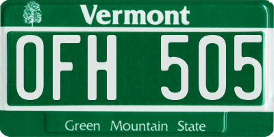 VT license plate OFH505