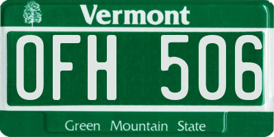 VT license plate OFH506