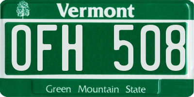VT license plate OFH508