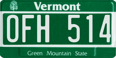 VT license plate OFH514