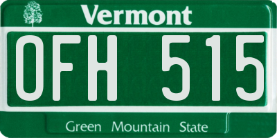 VT license plate OFH515