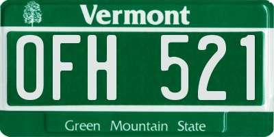 VT license plate OFH521