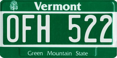 VT license plate OFH522
