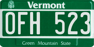VT license plate OFH523