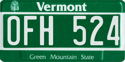 VT license plate OFH524