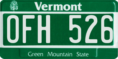 VT license plate OFH526
