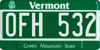 VT license plate OFH532