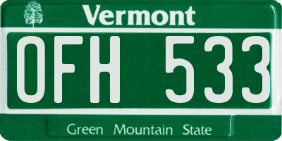 VT license plate OFH533