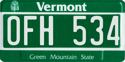 VT license plate OFH534