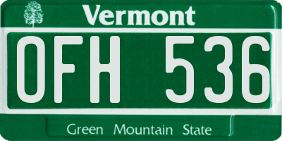 VT license plate OFH536