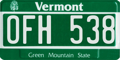VT license plate OFH538