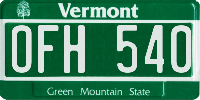VT license plate OFH540