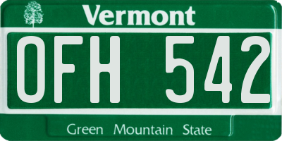 VT license plate OFH542